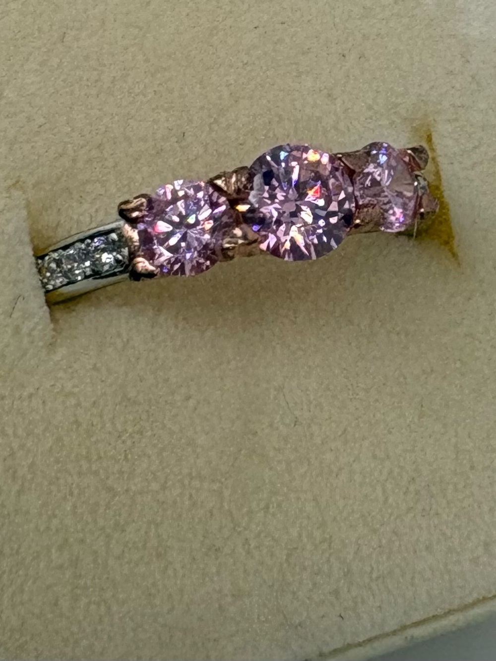Pink Gemstone Sterling Silver Ring Size 6